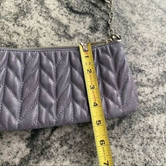 Express Purse Purple Quilted Zip Hand Bag Small Clutch Violet - Picture 3 of 8